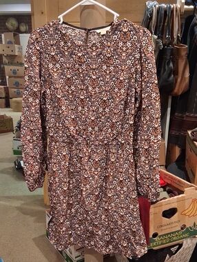 Boden Floral-Print Mini Dress in Black and Cream